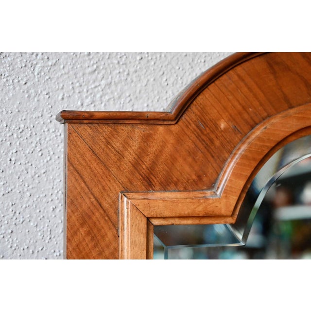 Antique Wall Mirror in Carved and Beveled Oak and Fortin Veneer, 1930s For Sale - Image 4 of 11