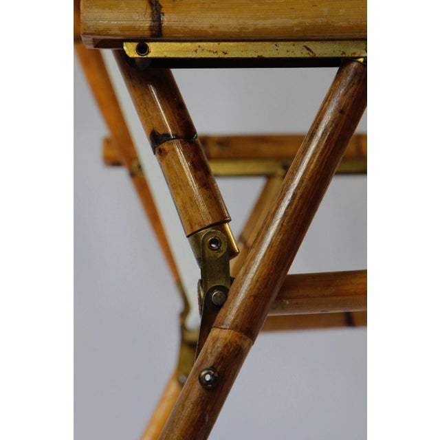 Hollywood Regency Italian Bamboo and Brass Folding Chair attributed to Raffaella Crespi, 1960s For Sale - Image 3 of 11