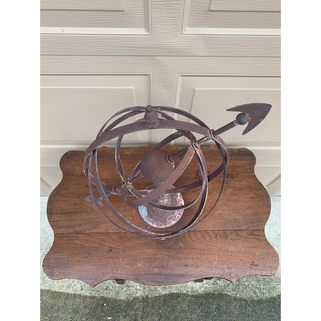 Metal Vintage French Country Iron Garden Armillary Sundial For Sale - Image 7 of 10