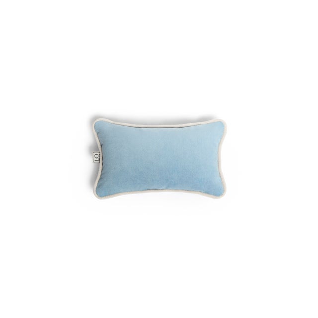 Contemporary The Gift Micro Cushion in Light Blue Velvet with White Piping by Lorenza Briola for Lo Decor For Sale - Image 3 of 5