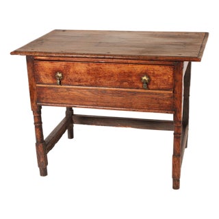 Antique William and Mary Style Oak Side Table For Sale
