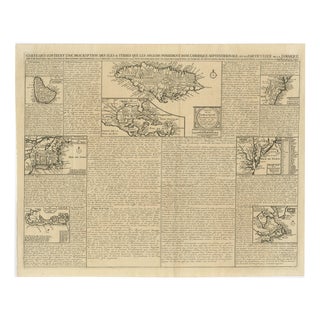 French Colonial America Map with Jamaica, Barbados and Carolina, 1719 For Sale