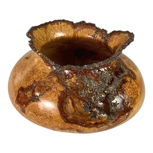 Large 1990s Live Edge Maple Burl Bowl, Artist Signed