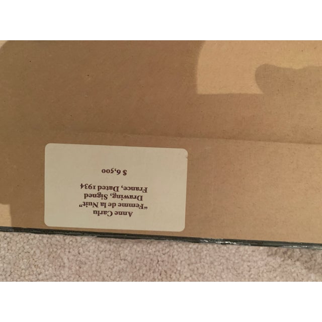 Art Deco Early 20th Century Art Deco Figurative Female Drawing, Framed For Sale - Image 3 of 8