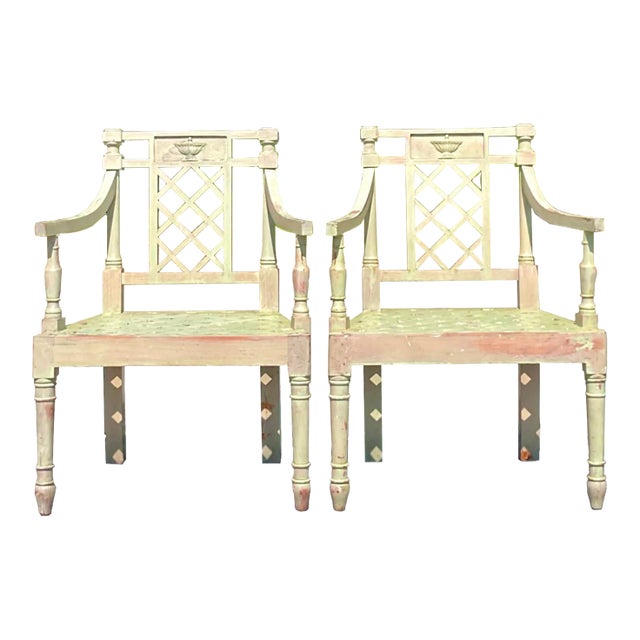 Vintage Regency Victorian “Hepplewhite” Garden Chairs - a Pair For Sale