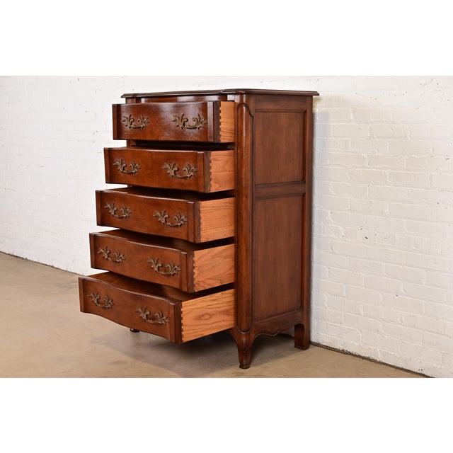 Bodart French Provincial Louis XV Fruitwood Highboy Dresser, Circa 1960s For Sale In South Bend - Image 6 of 14
