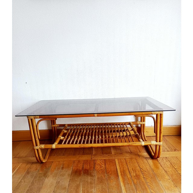 Vintage Rattan Coffee Table, 1960s For Sale - Image 9 of 11