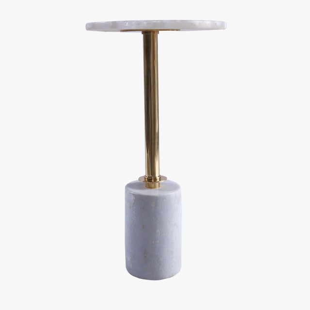 Mid-Century Modern Modern Crystal Agate Semiprecious Stone Side Table With Metal and White Marble Base For Sale - Image 3 of 4