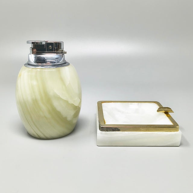 Mid-Century Modern Italian Onyx Smoking Set with Table Lighter and Ashtray, 1960s For Sale - Image 9 of 9