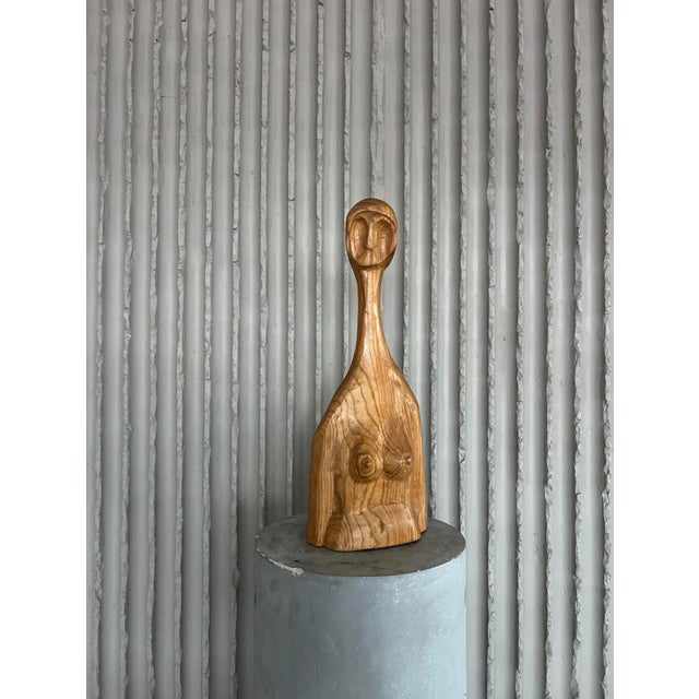 Wood Belgian Artist, Brutalist Abstract Sculpture of a Woman, 1960s, Wood For Sale - Image 7 of 9