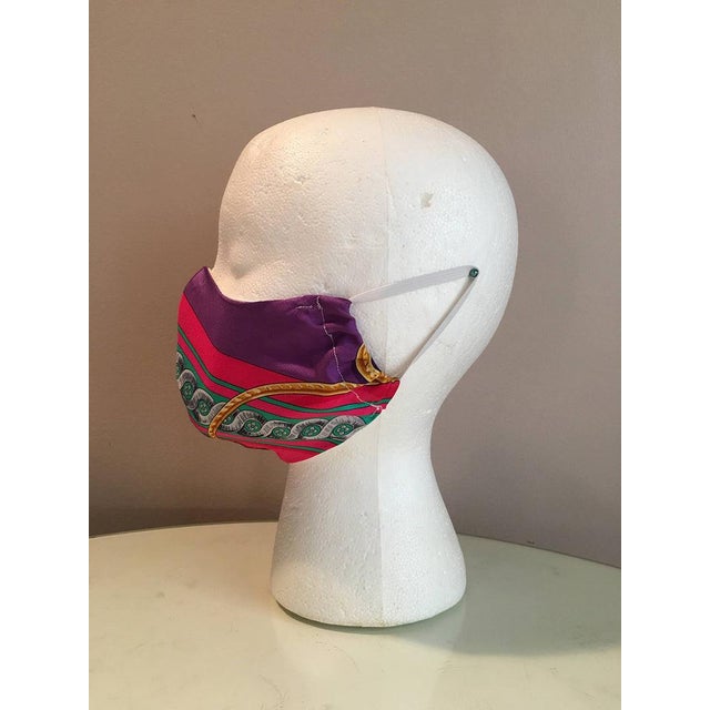 1980s Hermes Vintage Handmade Bride de Cour Silk Scarf Face Mask For Sale - Image 5 of 7