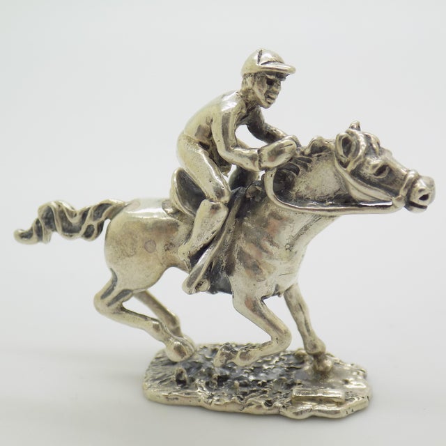 Vintage Italian Sterling Silver 925 Racing Horse Figurine from Arezzo, 1970s For Sale - Image 6 of 11