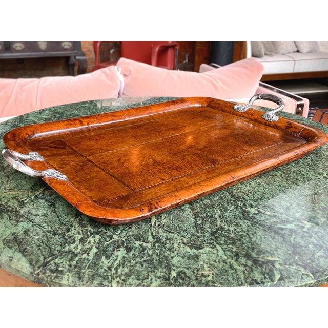 Dutch Burl Wood Serving Tray For Sale - Image 4 of 11