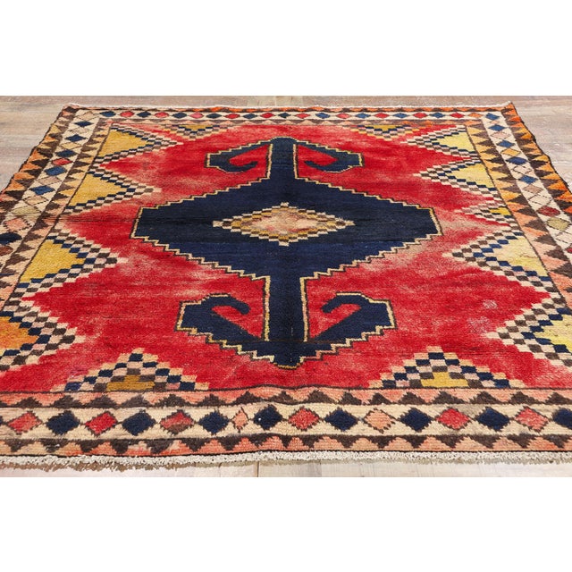 Red Vintage Persian Lori Rug - 05'03 X 07'01 For Sale - Image 8 of 9