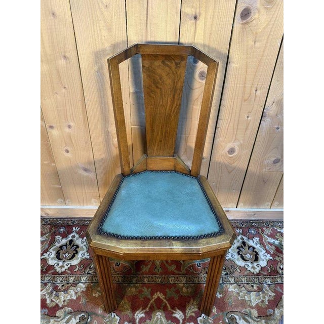 Gold Art Deco Chairs in Green Vinyl, Set of 6 For Sale - Image 8 of 10