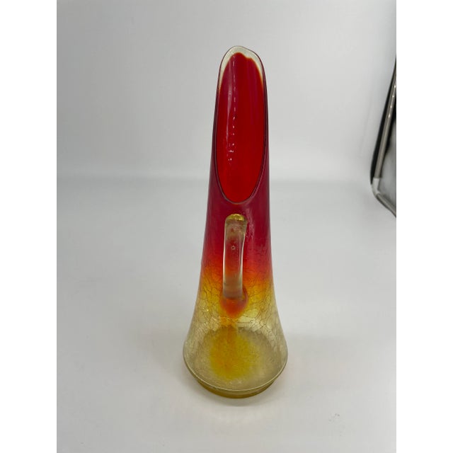 1960s Mid Century Kanawha Crackle Glass Vase For Sale - Image 5 of 9