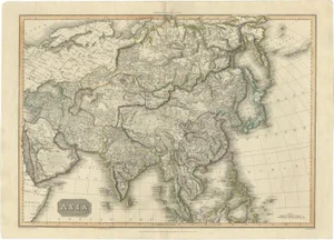 Large Antique Map of the Asian Continent, 1814