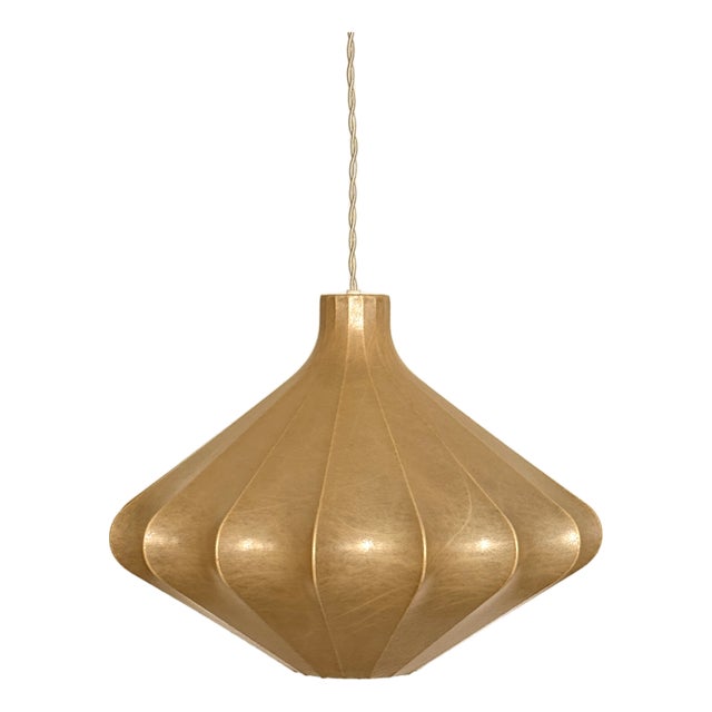 Cocoon Pendant Light attributed to Friedel Wauer for Goldkant Leuchten, 1960s For Sale