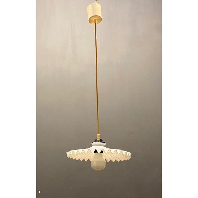 1960s Opaline Pleated Glass Light Pendants, Set of 2 For Sale - Image 5 of 7