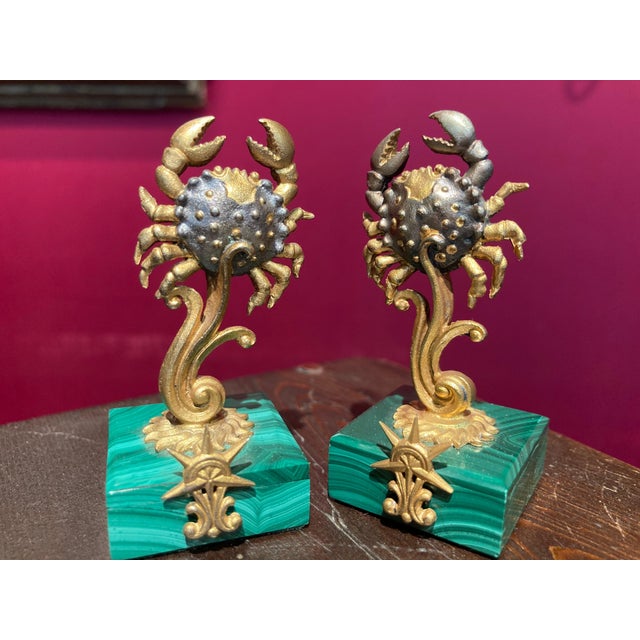 Italian Gilt 800 Silver Zodiac Place Card Holders with Malachite, 1950s, Set of 4 For Sale - Image 11 of 12