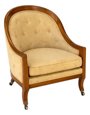 1950s Tomlinson of High Point Tufted Barrel-Back Lounge Chair on Original Casters