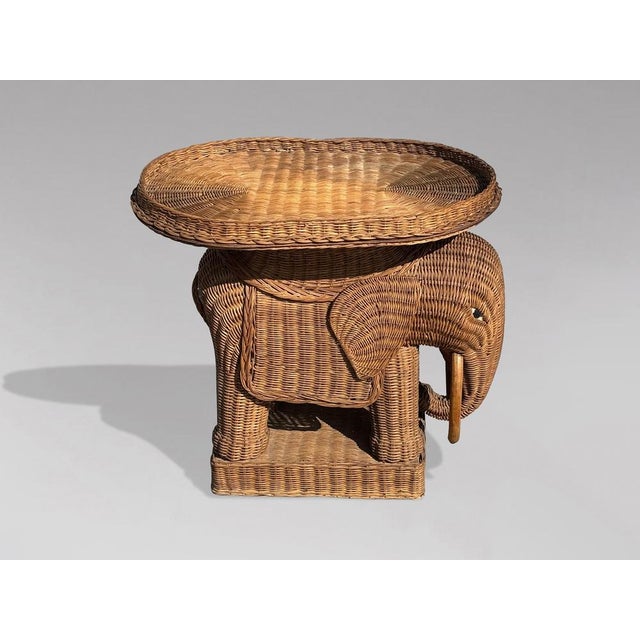 Italian Handwoven Wicker Elephant Shaped Side Table from Vivai Del Sud, 1970 For Sale - Image 4 of 10