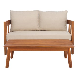 Owen Loveseat + Table, Natural/Taupe For Sale