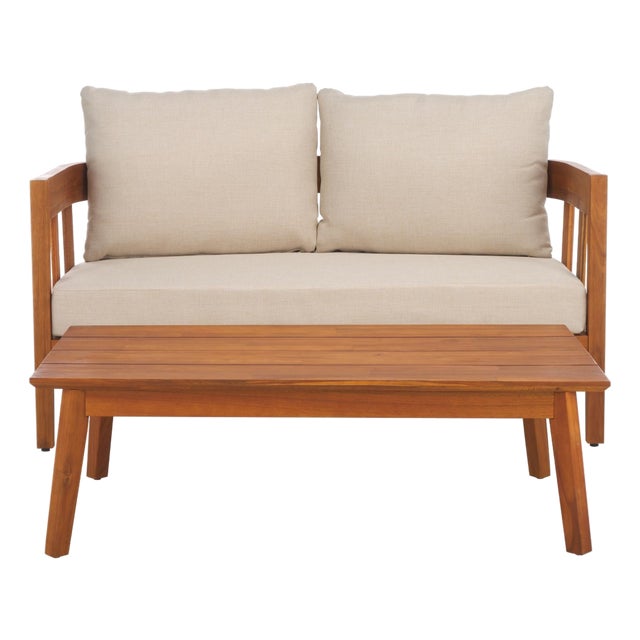 Owen Loveseat + Table, Natural/Taupe For Sale