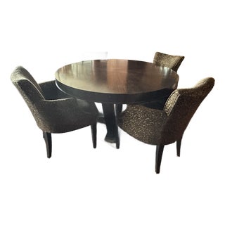 Contemporary Lucien Rolling Dining Table and Chairs , Set of 5 For Sale
