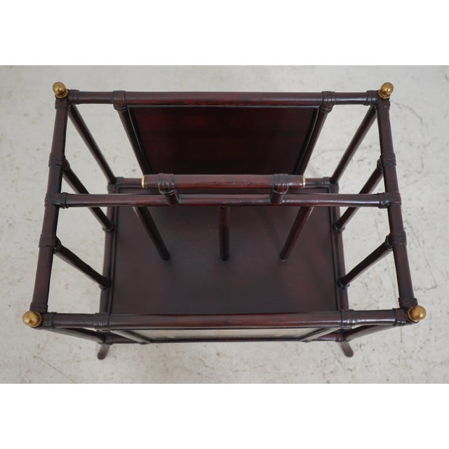 1990s Maitland Smith Bamboo Form & Leather Magazine Rack For Sale - Image 5 of 12