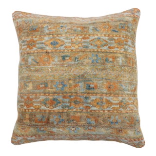 Blue Orange Antique Persian Malayer Rug Pillow For Sale