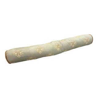 Bespoke Embroidered Damask Long Bolster Pillow For Sale