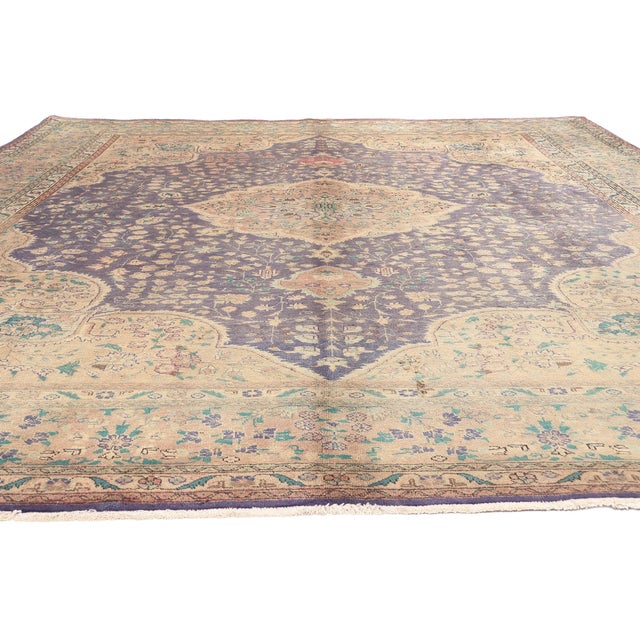 Traditional Vintage Persian Tabriz Rug - 09'10 X 13'00 For Sale - Image 3 of 9