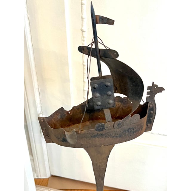 Brutalist and Heavily Patinated Metal Viking Ship 420 Sculpture Ashtray For Sale In Los Angeles - Image 6 of 7
