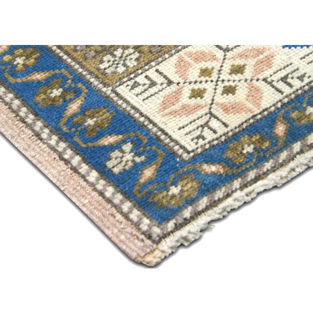 1960s Turkish Oushak Yastic. Hand woven with wool on wool foundation in the Oushak region of Western Turkey. The Anatolian...