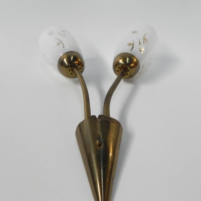 Vintage Wall Lamp with Tube Rods and 2 Glass Shades, 1950s For Sale - Image 10 of 14