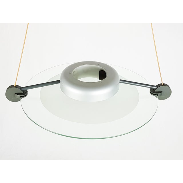 Silver Metal & Sandblasted Glass Cyclos Pendant Lamp by Michele De Lucchi for Artemide, 1985 For Sale - Image 11 of 14
