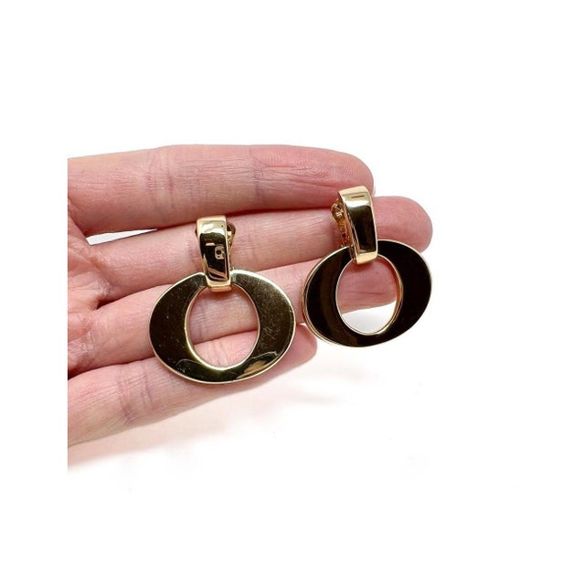 Christian Dior Vintage Gold Plated O Earrings from Christian Dior, 1980s, Set of 2 For Sale - Image 4 of 9
