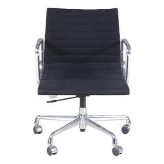Model EA118 Desk Chair with Chrome Base, Black Hopsack Upholstery and Aluminium Armrests by Charles & Ray Eames for Vitra, Germany, 2000s For Sale