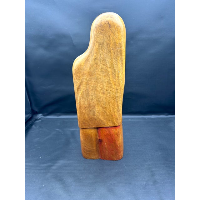 1940s Mexican Modernist Flores Arias Hand-Carved Wooden Sculpture – Mother and Child For Sale In Los Angeles - Image 6 of 9