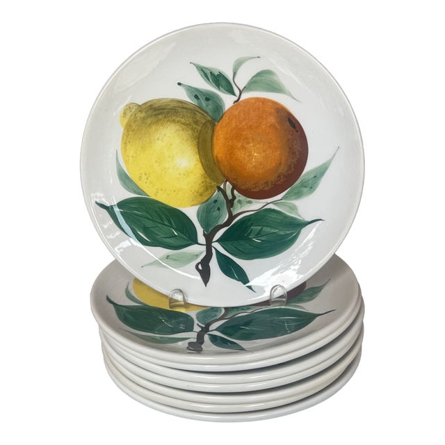 Hand Painted Italian Dinner Plates, C. 1970's For Sale