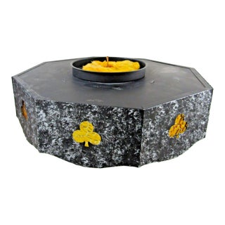 1960s Mid-Century Modern Tessellated Metal Suit of Clubs Octagon Flush Ceiling Light For Sale