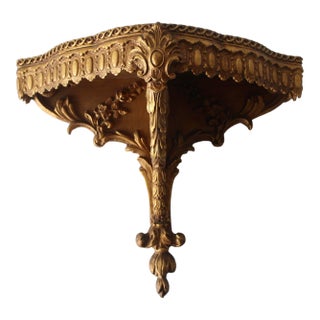 Italian Style Giltwood Hanging Wall Bracket Shelf Sconce Mid-Century Vintage For Sale