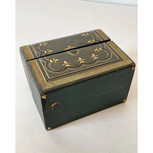 Antique Green Leather Domed Top Decanter Box For Sale - Image 10 of 10