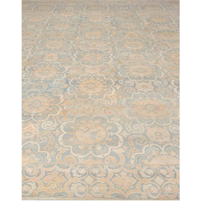 Modern Granada Floral Design Beige, Blue Handmade Wool Rug by Doris Leslie Blau For Sale In New York - Image 6 of 6