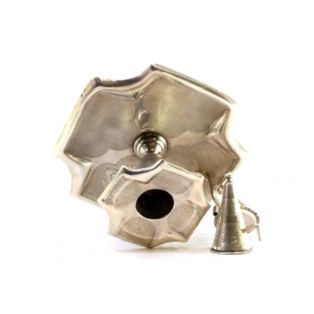 Guilloche Silver Paddle with Monogram Card and Flame Arrestor For Sale - Image 3 of 10