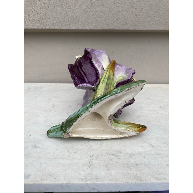 Purple Large French Majolica Iris Vase Massier, Circa 1880 For Sale - Image 8 of 8