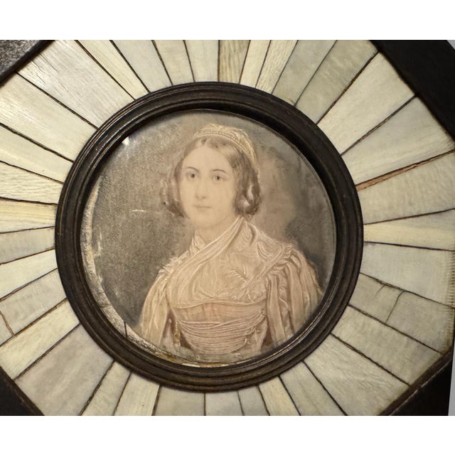 Antique Victorian Hand Painted Miniature Portrait Painting of a Maiden For Sale - Image 6 of 10