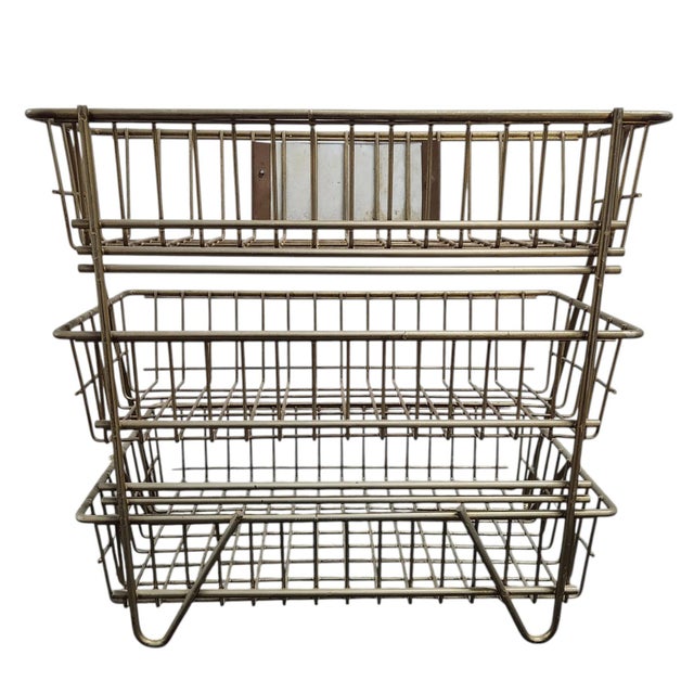 Mid 20th Century Vintage Ehrler’s Candies 3-Tier Wire Display Rack With Original Tag – Industrial Farmhouse Storage For Sale - Image 5 of 8