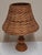 Vintage Table Lamp with Turned Maple Base and Woven Raffia Shade, 1980s For Sale - Image 4 of 7